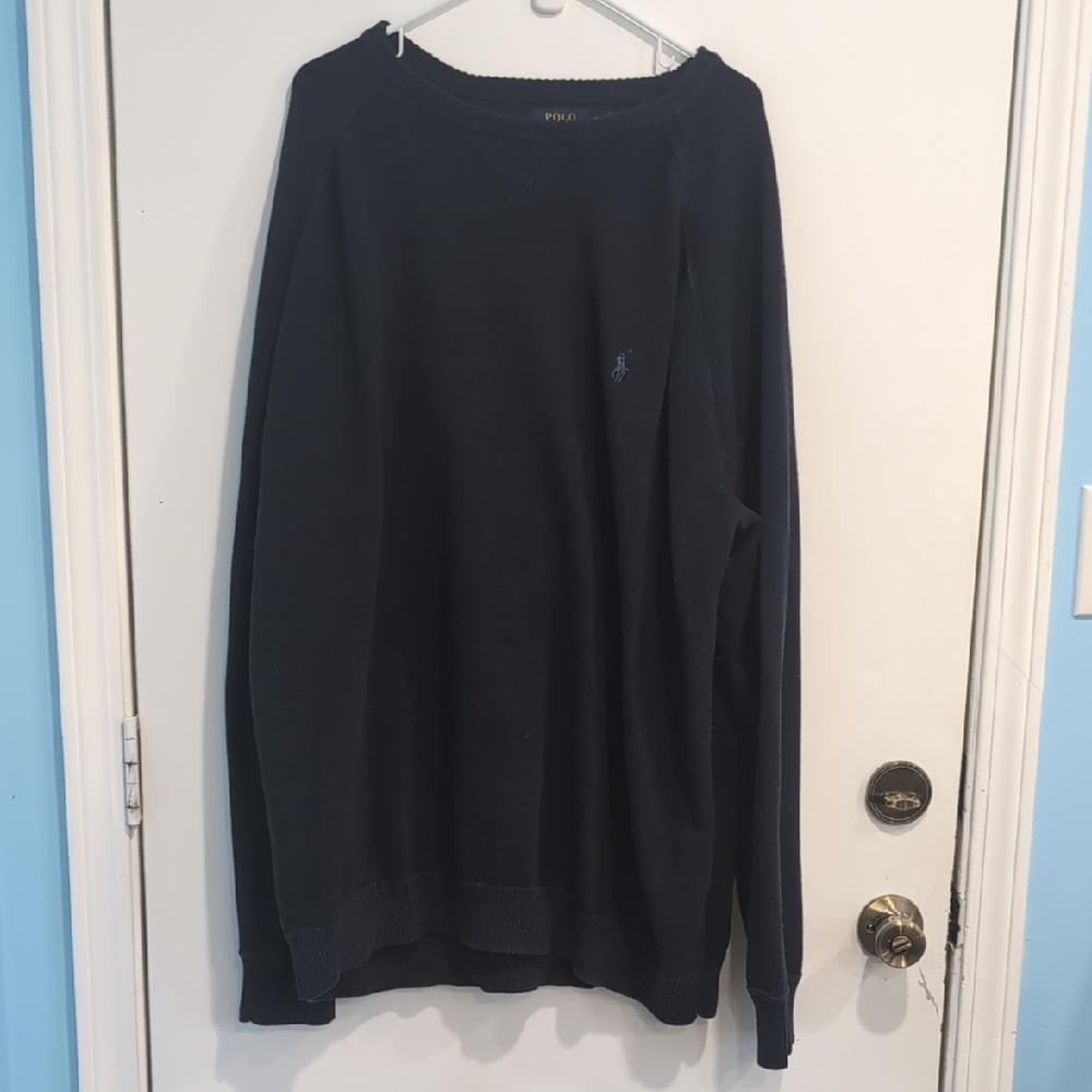 Polo Ralph Lauren Men's Navy Blue Crewneck Sweater Size 4XLT 100% Cotton EUC